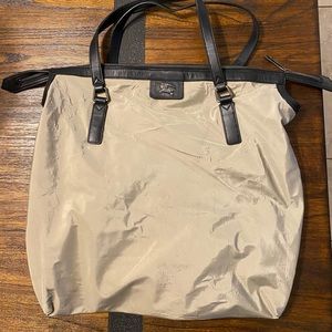 Burberry Nylon Tote with Leather Trim